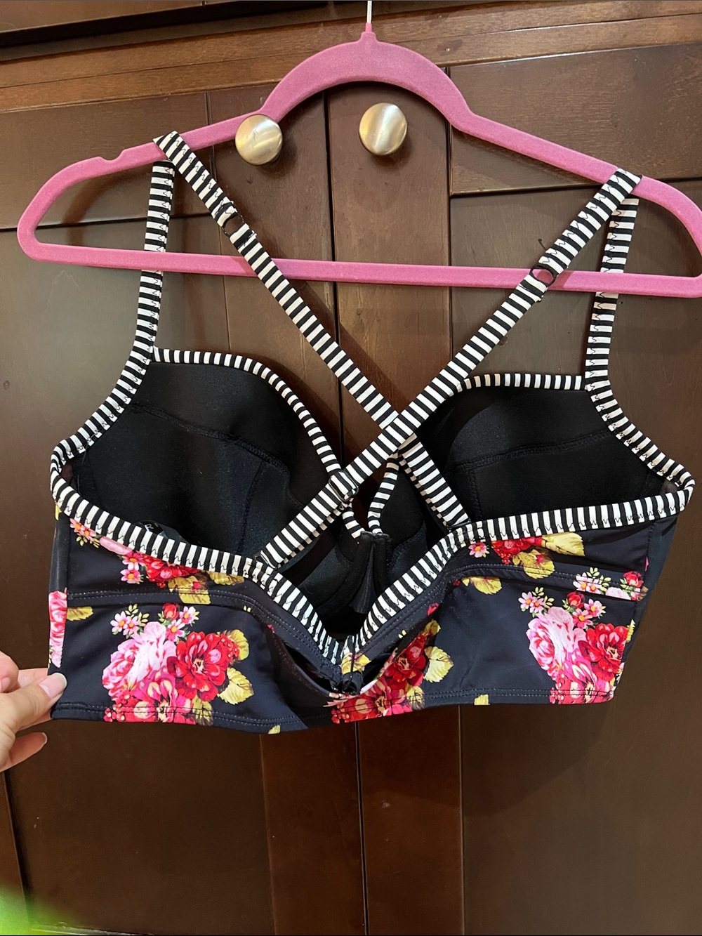 torrid Black Floral Underwire Bikini Top with Pink Accents - Picture 4 of 7